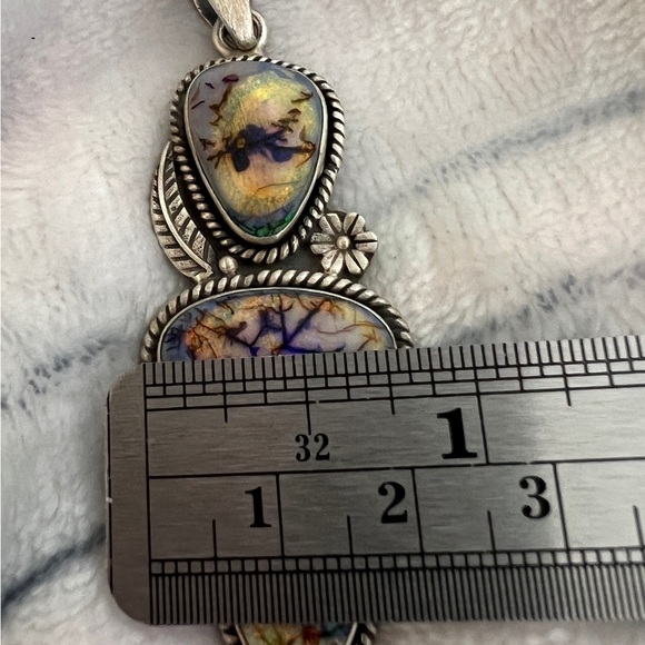 ❤️ Spiderweb Opal Navajo Influenced Statement Pendant 14.9gm 14mm Bail Stunning - Picture 7 of 12